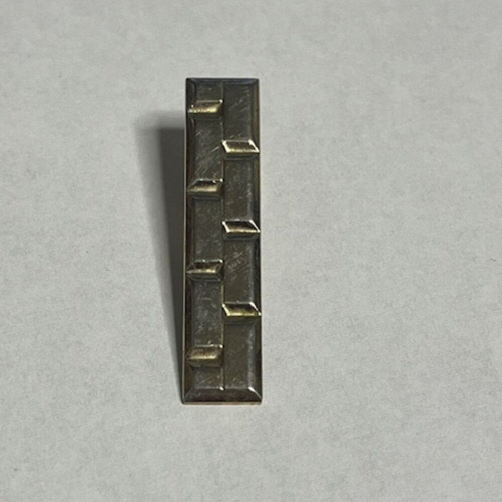 VTG Brick Block Texture Tie Clip Clasp Bar Gold Tone Casual or Formal 1.6" - Picture 3 of 9